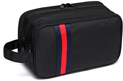 Trousse de Toilette, Vaschy Unisex Imperméable Trousse de Toilette Femme Homme Fonctionnelle Trousse Maquillage Portable Kit avec Trois Compartiments Séparés Noir