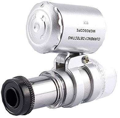 Mini Lupe 60x Mikroskop Lupe mit LED UV Licht Taschenlupe Juwelierlupe