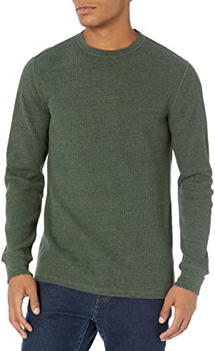 Amazon Essentials Men's Slim-Fit Long-Sleeve Waffle Shirt, Olive Heather, L