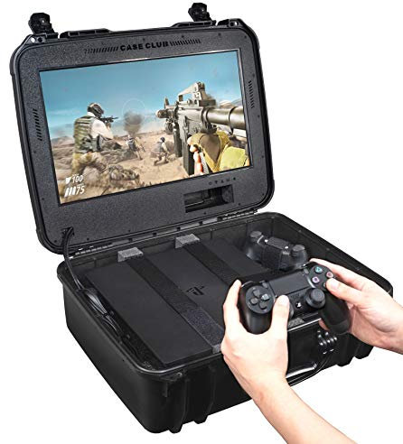Case Club Waterproof PlayStation 4 Portable Gaming Station with Built-in Monitor & Storage for PS4 Controllers & Games