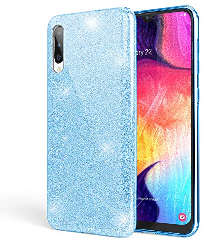NALIA Glitzer Hülle kompatibel mit Samsung Galaxy A50, Diamant Schutzhülle Glitter Case Bling Cover Silikon Handyhülle Dünn, Ultra-Slim Phone Backcover Handy-Tasche Diamond Bumper Etui, Farbe:Türkis