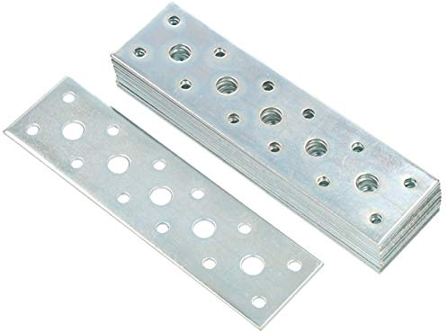 KOTARBAU® Le piastre di giunzione piatta, 145 mm x 40 mm, piastra forata zincata, colore argento, connettore per legno, per interni ed esterni, piastra forata in acciaio(10)