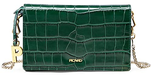 Picard 4928 Damenshopper aus Leder mit Krokoprägung in der Farbe pinegreen, Maße: 12x20x5cm, 492836N1S9