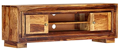 vidaXL Akazie-Holz Massiv TV Schrank mit 2 Türen 2 Ablagefächern Lowboard Fernsehtisch Fernsehschrank HiFi-Schrank Sideboard 118x30x40cm