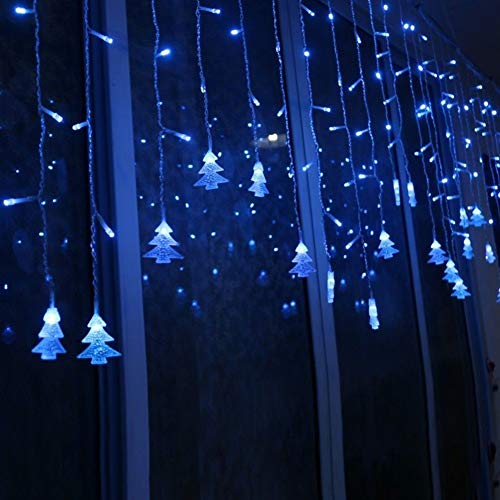 Klighten LED Lichterkette, Weihnachtsbeleuchtung, 96er LED Lichtervorhang Lang Weihnachtsbaum LED String Licht, Innen/Außen Weihnachtsdeko Deko Christmas 3.5 x 0.65 m, Blau