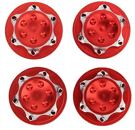 Tbest RC Nabenmutter, 17mm 4Pcs Aluminiumlegierung Staubdicht Nabenmutter Rad Zubehör für 1/8 RC Automodell(rot)