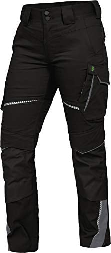 Leibwächter Damen Arbeitshose Flex-Line Schwarz, Gr. 50 – Robuste Workwear mit Stretch – Sicherheitshose für Frauen – strapazierfähige Berufsbekleidung für Handwerk