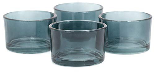 Creativery Teelichtgläser klein 51x33 mm Set 4 Stück Teelichthalter Glas Farbauswahl: Silber/grau 077