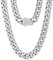 KRKC&CO 12mm Panzerkette, Weißgold plattiert Cuban Link Chain, Edelstahl Panzerkette Herren Silber Kubanische Gliederkette, Herren Silberketten Hip Hop Kette für Männer Jungen Größe 61cm