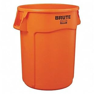 Rubbermaid Commercial Products BRUTE Mülleimer 167L Orange – Abfallbehälter in Sicherheitsfarbe mit Belüftungskanälen, robuster Kunststoff für Bauwesen, Gastronomie, Lager und Werkstatt – 2119307