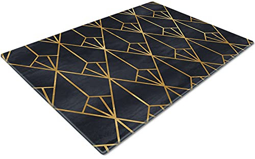 Glass Chopping Board 50 x 40 | Kitchen Worktop Protector | Multifunctional Cutting Board | Work Top Savers | Kitchen Accessories | Extra Large | Gold Black Prints