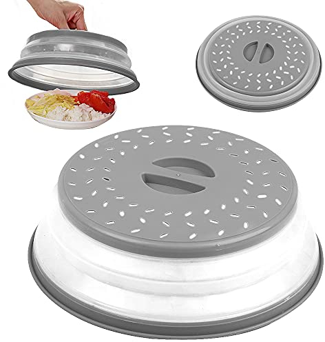 Cloche Micro Onde, Hillylolly Cloche Micro Onde Sans BPA, Micro Onde Cache, Anti Vapeur et Fonction Passoire (Gris)