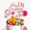 HCRXVV 11.Geburtstag Tortendeko Rosa fur Mädchen,11th Happy Birthday Glitzer Tortendeko,Konfettiballons Cake Topper und Papierfächer Kuchen Deko für Geburtstag(7Stück)