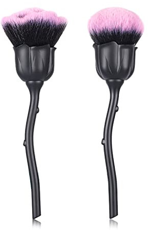 JERCLITY 2 Pieces Rose Makeup Brushes Blush Brush Super Large Face Powder Makeup Brushes for Powder Cosmetic Nail Dust Brush Loose Powder Brush Makeup Manicure Dust Remover Brush for Clean (Black)