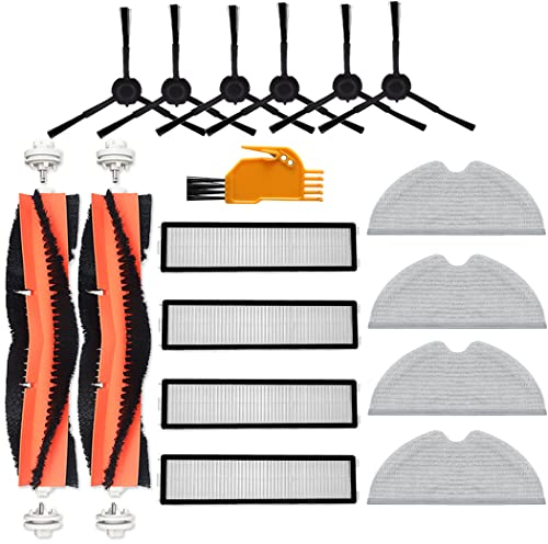 Lot de 17 pièces de Rechange compatibles avec Dreame D9 D9 Max L10 Pro, Robot aspirateur Trouver Finder Comprenant 2 brosses principales, 6 brosses latérales, 4 filtres, 4 lingettes, 1 Brosse de