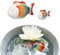 itsisa Schwimmtiere Bunte Fische (2er Set) aus Porzellan schwimmend als Teich Deko - Deko für Vogeltränke, Schwimmfisch, Gartenteich, Frosch, Gartendeko (Bunte Fische)
