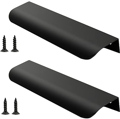2 PCS Black Cupboard Handles 150mm Furniture Cabinet Handle Drawer Pulls for Home Kitchen Door Drawer Cabinet Modern Hidden Drawer Pulls(128mm Hole Spacing)