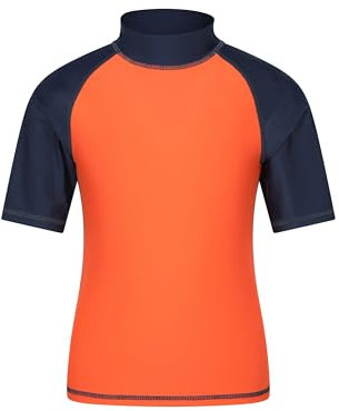 Mountain Warehouse Short Sleeves Kids Rash Vest - UPF50+ Sun Protection Rash Guard, Fast Dry, Flat Seams Childrens Top - for Spring Summer, Swimming & Water Sports Burnt Orange Kids Size 5-6 Years