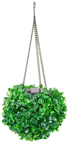 Yardwe Künstliche Buchsbaum-Formschnitt-Kugelpflanzen mit Lichtern Hängende Formschnitt-Kugel Kunstbuchsbaum-Kugeln LED-Hängekugellampe für Hochzeit Terrasse Hof Garten M