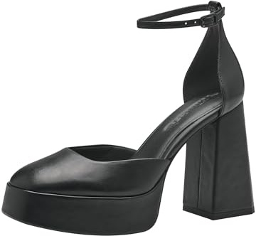 Tamaris Damen Pumps mit Riemen Vegan Blockabsatz; Black/schwarz; 40 EU