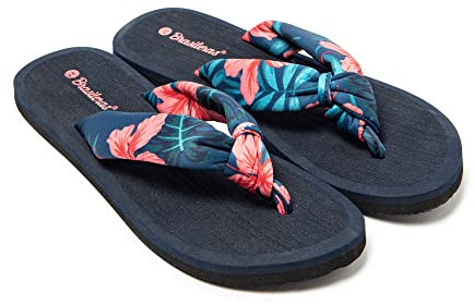 BRASILERAS - Chanclas de Playa y Piscina - Hibiscus - Flip Flop de Suela Antideslizante - para Mujer - Tallas 36 al 41 EU