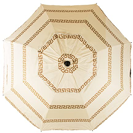CREVICOSTA QUALITY MARK MARCAS DE CALIDAD - Sombrilla 200 cm con Espiral y Poste de Recorrido Total. Protección total contra los Rayos UV. 8 Varillas (Olimpia Blanco)