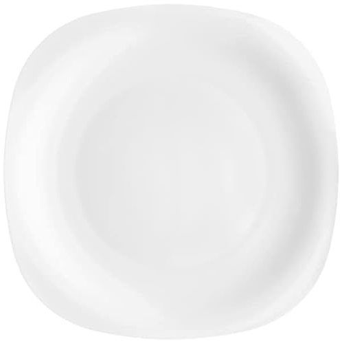Bormioli Rocco ‘Parma’ White Soft Square XL Dinner Plates/Charger Plates Set – Strong Tempered Opal Glass – Microwave & Dishwasher-Safe – Luxury Italian Tableware (6)