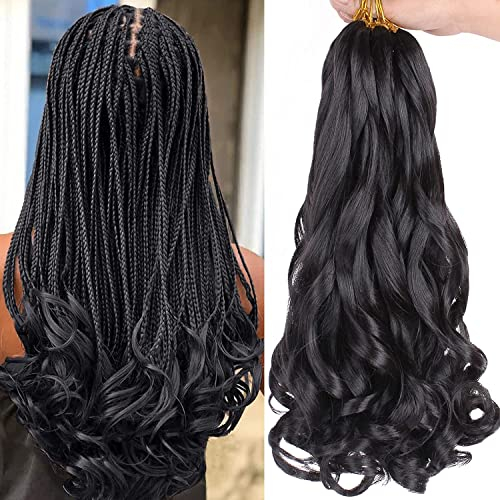 DT CHERYL French Curls Braiding Hair 8 Pack Pre-Stretched French Curly Braiding Hair, 24 Zoll Loose Wave Curly Braids Hair Extensions 75g/Pack French Curly Synthetic Hair Extensions(1B#)