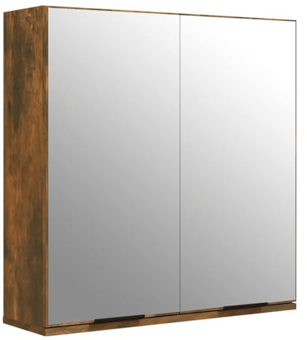 vidaXL Bad Spiegelschrank, Wandschrank für Badezimmer, Badschrank mit viel Stauraum, Badezimmermöbel Badmöbel Hängeschrank, Räuchereiche