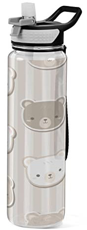 linqin Damen-Wasserflasche für Herren, Jungen, Mädchen, niedlicher Teddybär, 1 Liter Wasserflasche