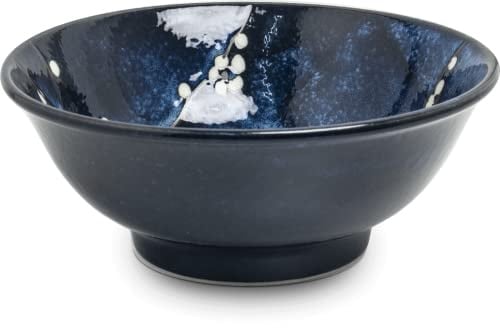 Luxus - Schüssel - Hana Blau - Ø22 cm | H9 cm - 100% Porzellan - Handgefertigt - Schalen groß - Salatschüssel - Salatschüssel - Nudelschale - Pokebowl Schüssel - Ramen Bowl