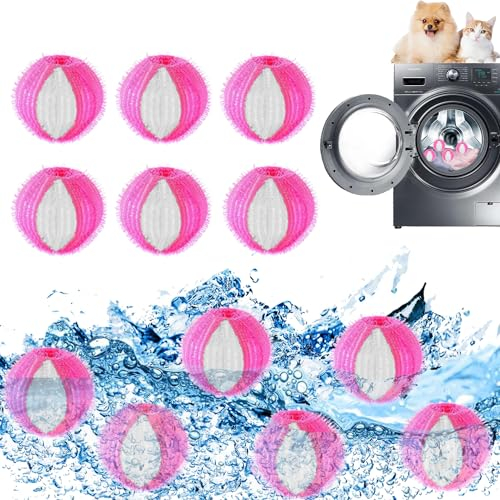 12 pcs Attrape poils machine a laver,Anti poil machine à laver,Ramasse poils animaux machine a laver,Boule anti poils machine a laver,Réutilisable ramasse cheveux machine a laver(Rose rouge)