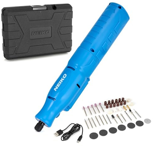NEIKO 10581A Cordless Rotary Tool Kit, 46 Piece 3.6V Electric Engraving Pen, 1/8 Collet Rechargeable Mini Grinder, Handheld Mini Sander, 44pc Power Rotary Tools Accessory kit, Quick Change