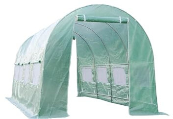 Ersatzabdeckung für tragbares Gewächshaus, großes begehbares grünes Gartenhaus, 2 Reißverschlusstüren, 8 aufrollbare Fenster (Rahmen Nicht im Lieferumfang enthalten) (6,1 x 3 x 2,1 m)