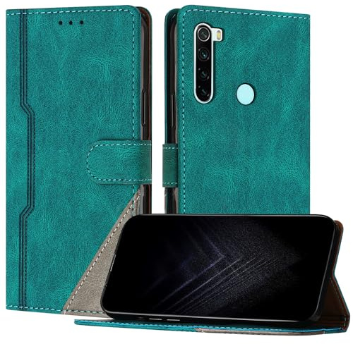 NETANY Étui pour Xiaomi Redmi Note 8, Housse en Cuir PU avec [Protection Antichoc TPU] [Fonction Support] [Porte-Cartes ] Antichoc Magnétique Coque pour Redmi Note 8 - Vert