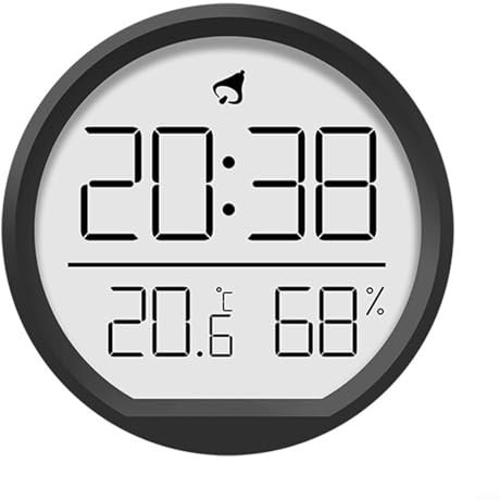 Raumthermometer Hygrometer, Digital Thermometer Innen mit Uhr, Temperatur und Luftfeuchtigkeit Monitor für Zuhause, Babyzimmer, Gewächshaus (Schwarz)