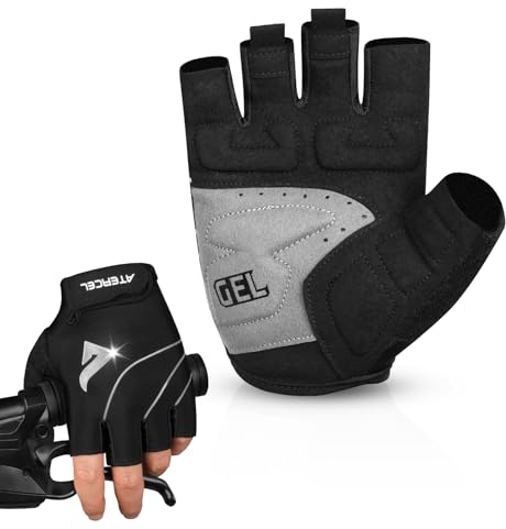 ATERCEL Fahrradhandschuhe Herren Damen, Breathable Elastic Back, 5mm SBR-Polsterung Radthandschuhe Atmungsaktive Sporthandschuhe Stoßdämpfende MTB-Handschuhe