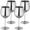 Relaxdays Weingläser Edelstahl, 4er Set, bruchsicher, Lange Kühlwirkung, 400 ml, Rotweingläser für unterwegs, Silber