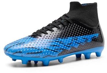 DREAM PAIRS Herren Fußballschuhe High Top Spike Microfaser Cleats TPU-Beschichtung Professionelle Athletics Trainingsschuhe Football Schuhe,Size 40,Schwarz/Knigsblau,SDSS2401M