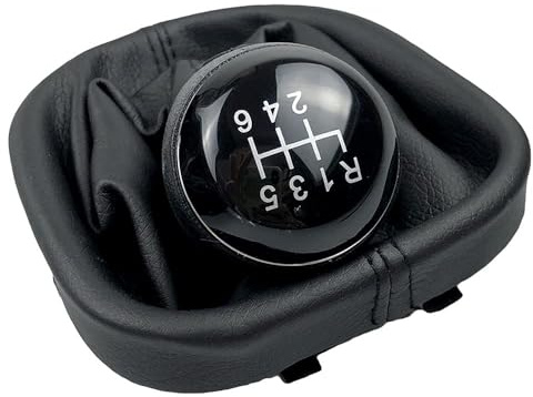 TXBZQKJ Schaltsack Schaltmanschette Schaltknauf FüR VW Touran 2003-2010, 5 Gang Staub Rahmen Abdeckung Schwarz Leder NäHte Ersatz,6speed