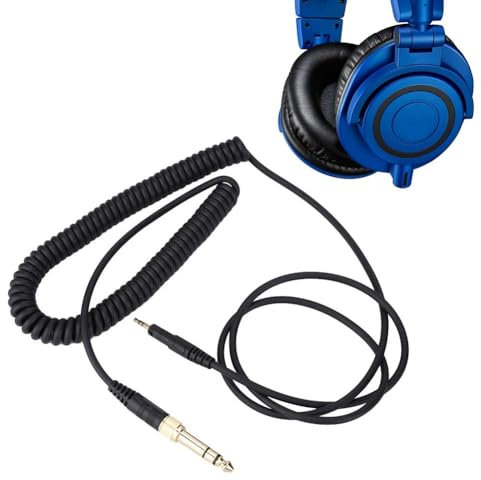 Beufee Headphone Cable, Headphone Extended Cable Audio Technica Cable Coiled Headphone Cord Replacement 160CM Earphone Cable for M50x M40x M70x