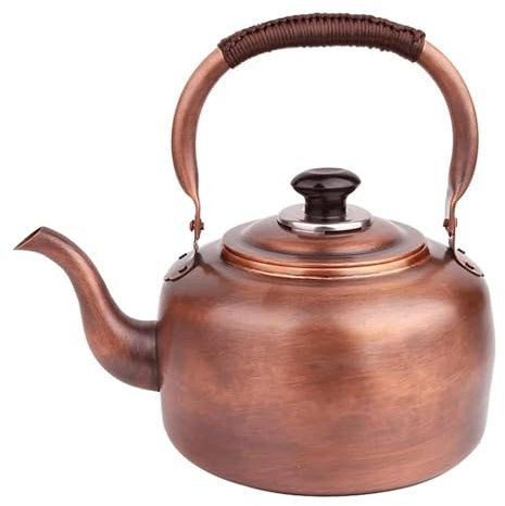ASIAD Retro Teekessel,Wasserkocher,Wasserkessel Induktion Flötenkessel Vintage Kupferkessel,Pfeifender Teekessel Heavy Gauge Dicker Kupferkessel Geeignet,Schwarz