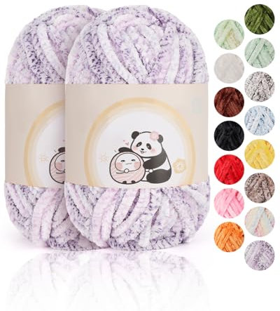 Aeelike Chenille Wolle, 2 x 100 g, Superweichem Häkelgarn für Handweben, Rose