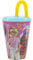 CARTOON Gobelet avec paille pour enfants, gobelet en plastique réutilisable semi-rigide sans BPA capacité 430 ml (Barbie)