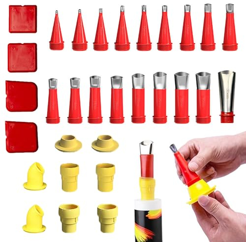 Ein Satz einteiliger Edelstahldüsen, Universal Integrierte Gummidüse Werkzeug Kit, 2024 Neu Verschiedene Größen Kartuschenspitzen Transparent Silikontüllen, Silikon spitzen Kartuschenspitzen (30PCS)
