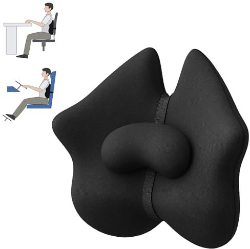 A-Pce Lendenwirbelkissen für Bürostuhl, Schreibtischstuhl und Auto - Ergonomische Lordosenstütze & Rückenkissen aus Memory Foam für eine Bequeme Sitzhaltung - Antistatischer, hautfreundlicher Bezug