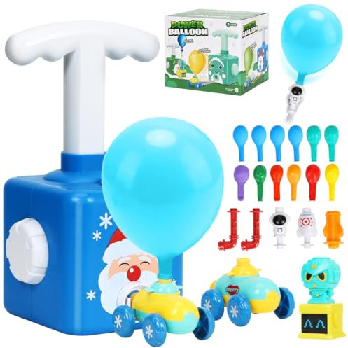 Ballon Auto Spielzeug,luftballon spielzeug kinder,Trägheitsspielzeug Spaß Trägheit Power Auto Ballon,für Kind Weihnachten Geschenk Kreative(Blauer Weihnachtsmann)