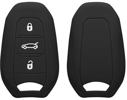 kwmobile Schlüsselhülle für Peugeot Citroen 3-Tasten Smartkey Autoschlüssel (nur Keyless Go) Hülle - Autoschlüssel Schlüssel Hülle aus Silikon - Schlüsselschutz Gehäuse in Schwarz matt