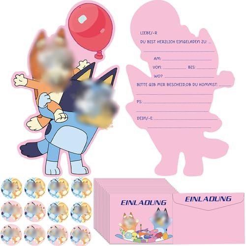 Dekewe 12 Stück Einladungskarten Kindergeburtstag Mädchen Junge, Thematische Party Geburtstag Einladungskarten, Kindergeburtstag Einladungskarten für Feierlichkeiten oder Geburtstagsfeiern