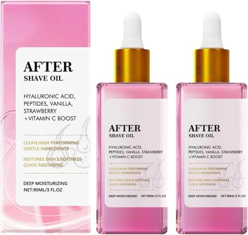 2 Stück Erdbeer-Vanille-Aftershaveöl für Frauen, Aftershave-Parfümöl – Erdbeer- und Vanilleduft, Verhindert Eingewachsene Haare und Trockenheit, Behandlung für Glatte Haut